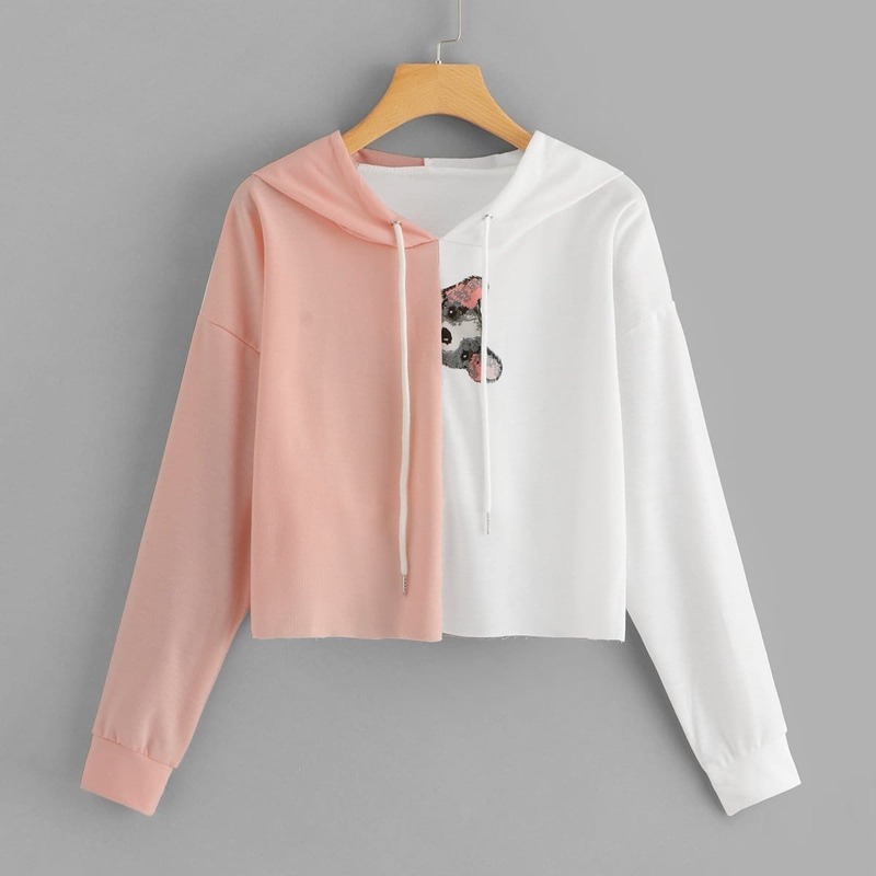 

Animal Print Color Block Hoodie, Multicolor
