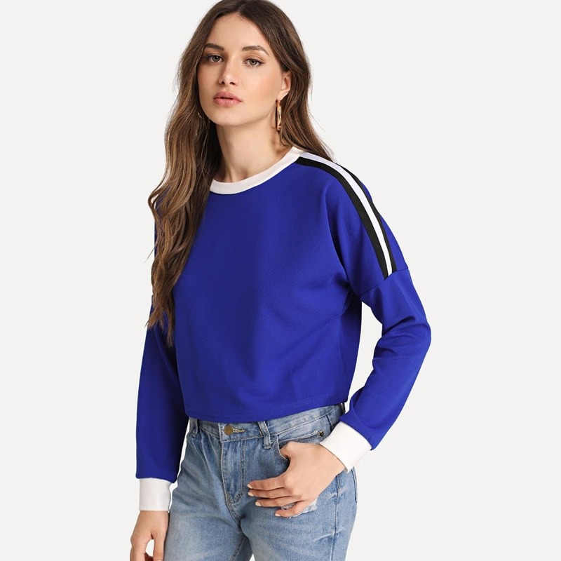 

Contrast Trim Sweatshirt, Blue