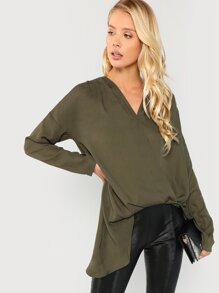 Asymmetrical Hem Wrap Top