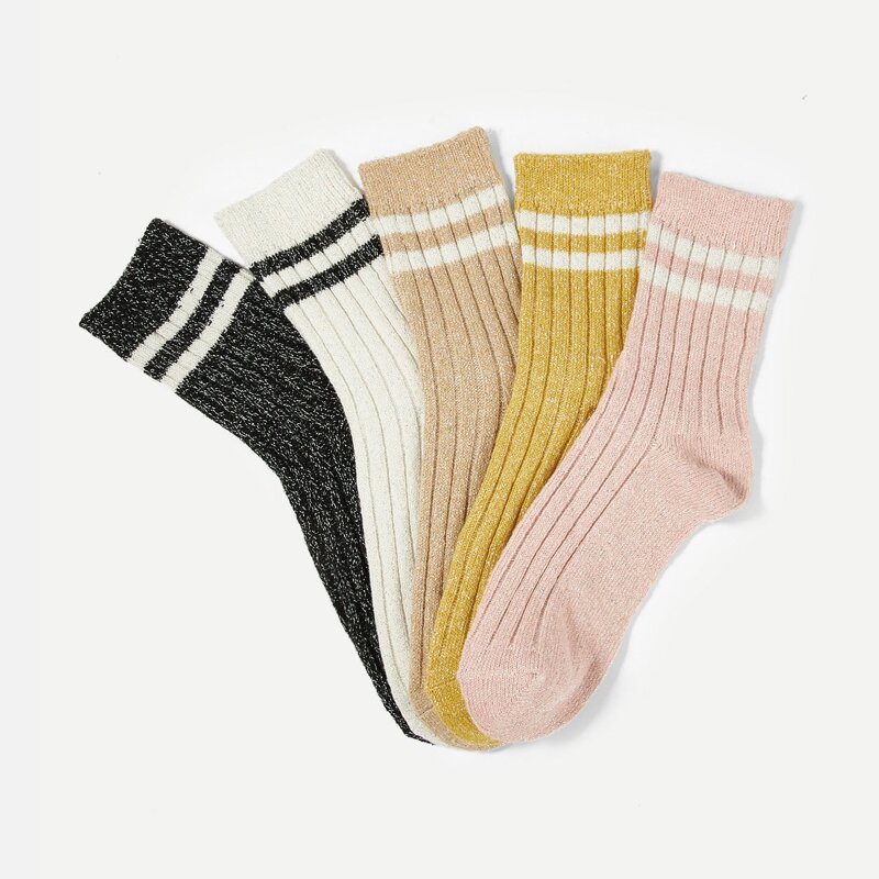 

Striped Rib Socks 5pairs, Multicolor