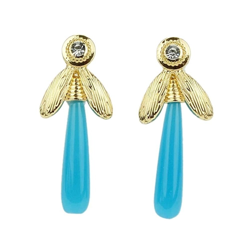 

Blue Imitation Gemstone Gold Color Earrings