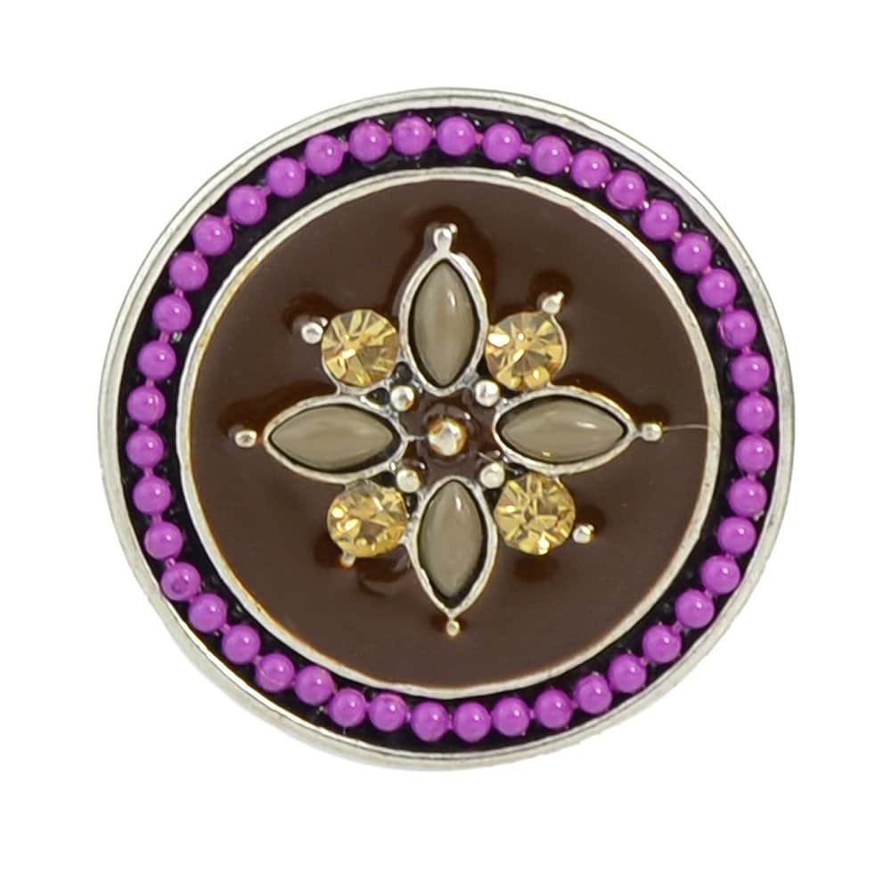 

Brown Enamel Flower Elastic Round Rings, Multicolor