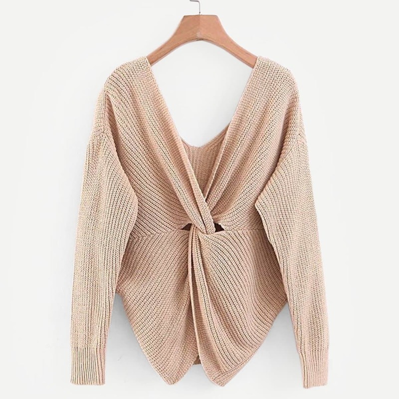 

Twist Back Drop Shoulder Jumper, Beige