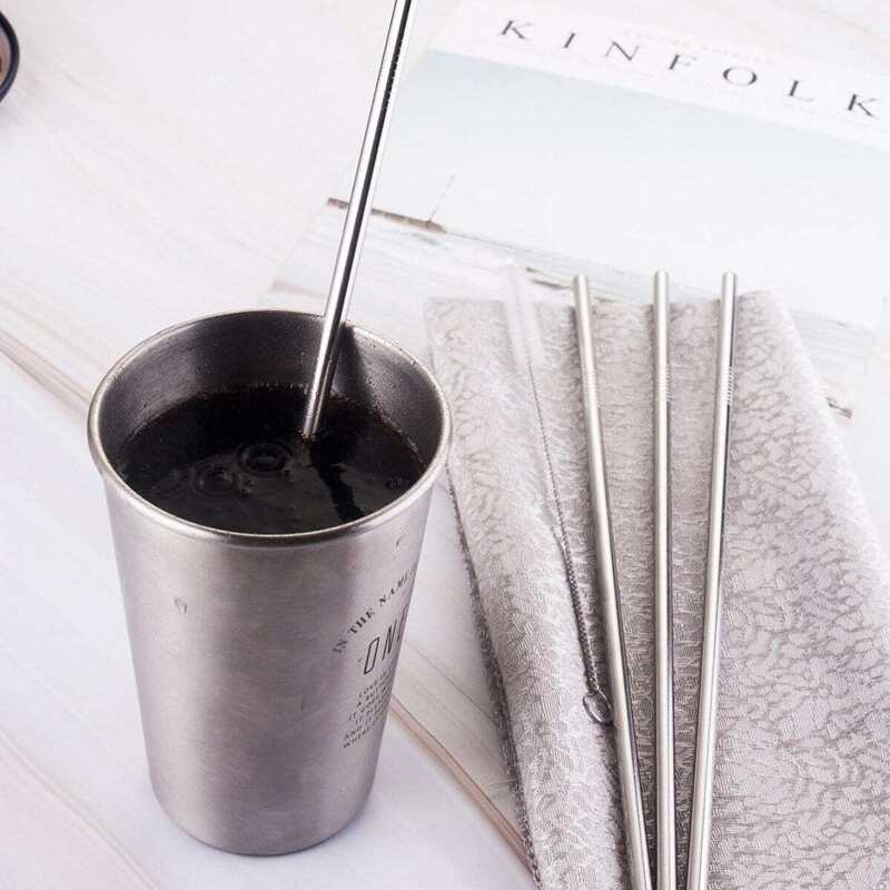 

4pcs Straw & 1pc Brush & 1pc Pouch, Silver