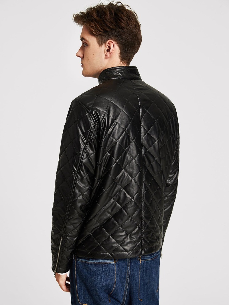 Guys Quilted Faux Leather Jacket - Quilted Faux Leather Jacket Guys Quilted Faux Leather Jacket - Quilted Faux Leather Jacket