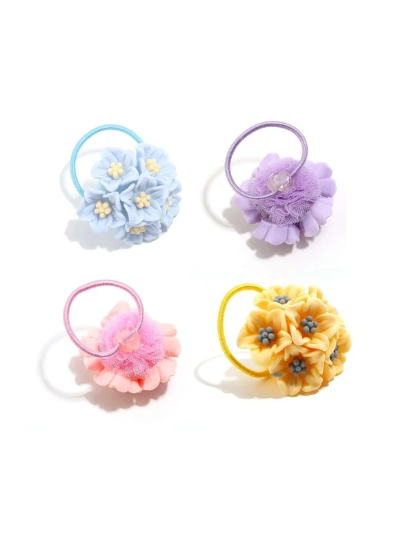 Toddler Girls Flower Decorated Hair Tie 4pcs For Sale Australia