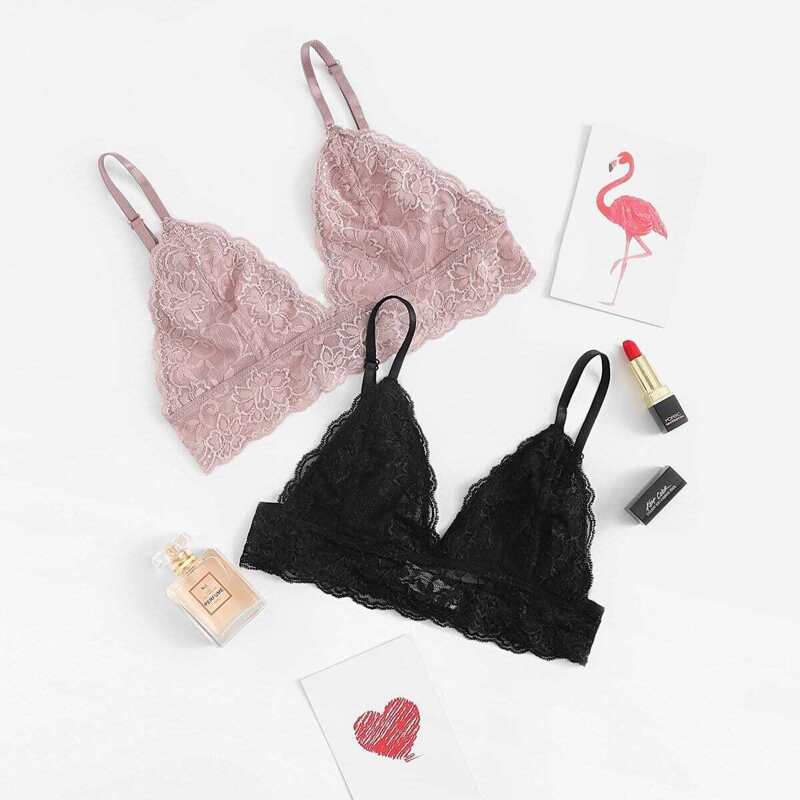 

Floral Lace Bralette Set, Multicolor