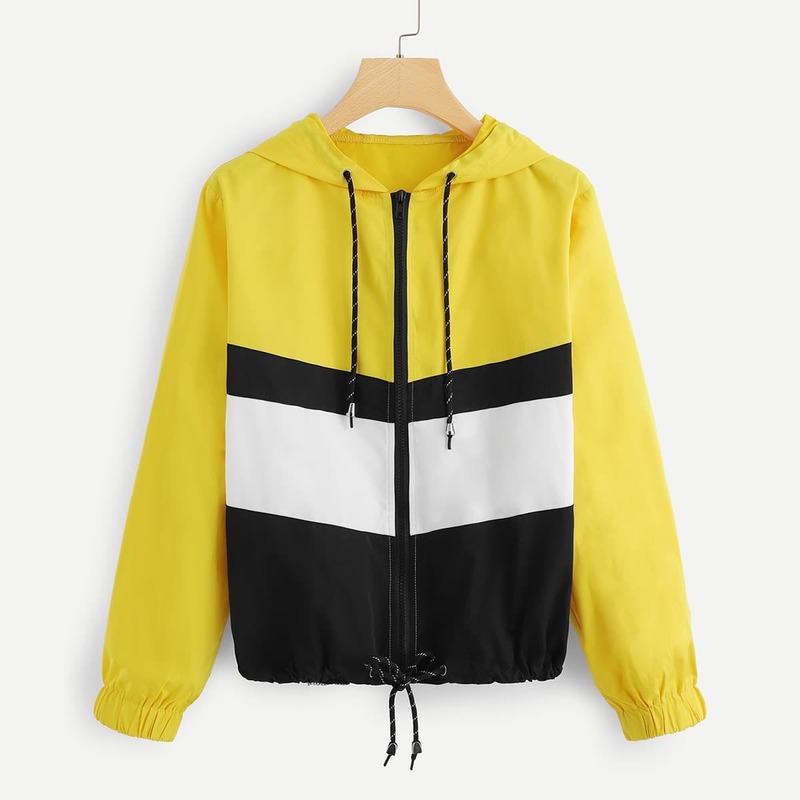 

Colorblock Zip Up Hooded Jacket, Yellow