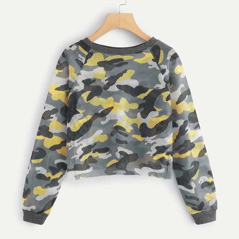 

Camouflage Print Net Tee, Multicolor