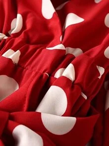 Plus Polka Dot Wrap Dress - Burgundy - View 3