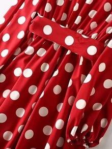 Plus Polka Dot Wrap Dress - Burgundy - View 5