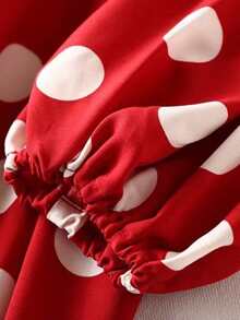 Plus Polka Dot Wrap Dress - Burgundy - View 7