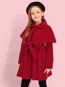 SHEIN 女孩腰帶紐扣夾克