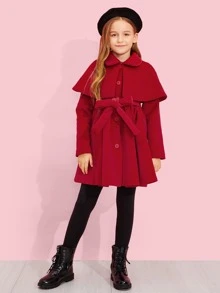 SHEIN 女孩腰帶紐扣夾克