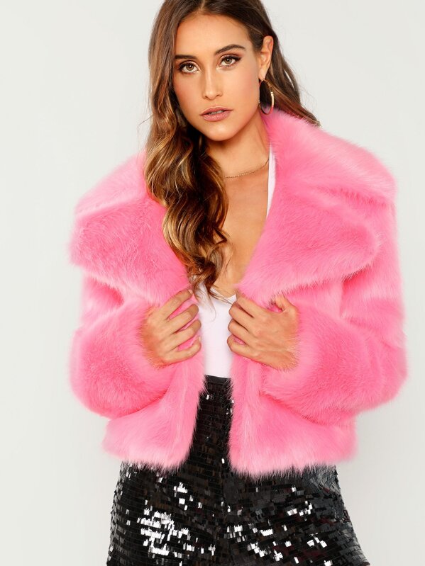 Pink Teddy Fur Collar Jacket Women S Jackets Select Fashion Ariana Pink Premium Faux Fur Coat Hover To Zoom