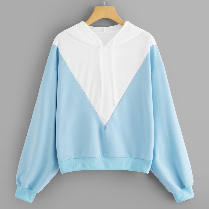 

Drawstring Hoodie Colorblock Sweatshirt, Multicolor