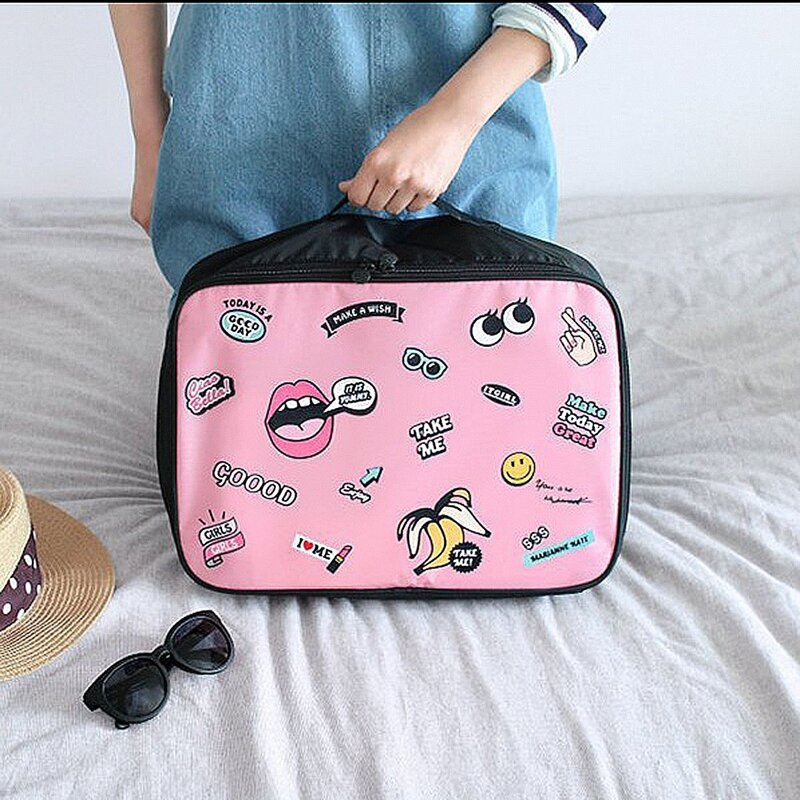 

Cartoon Print Storage Bag, Pink