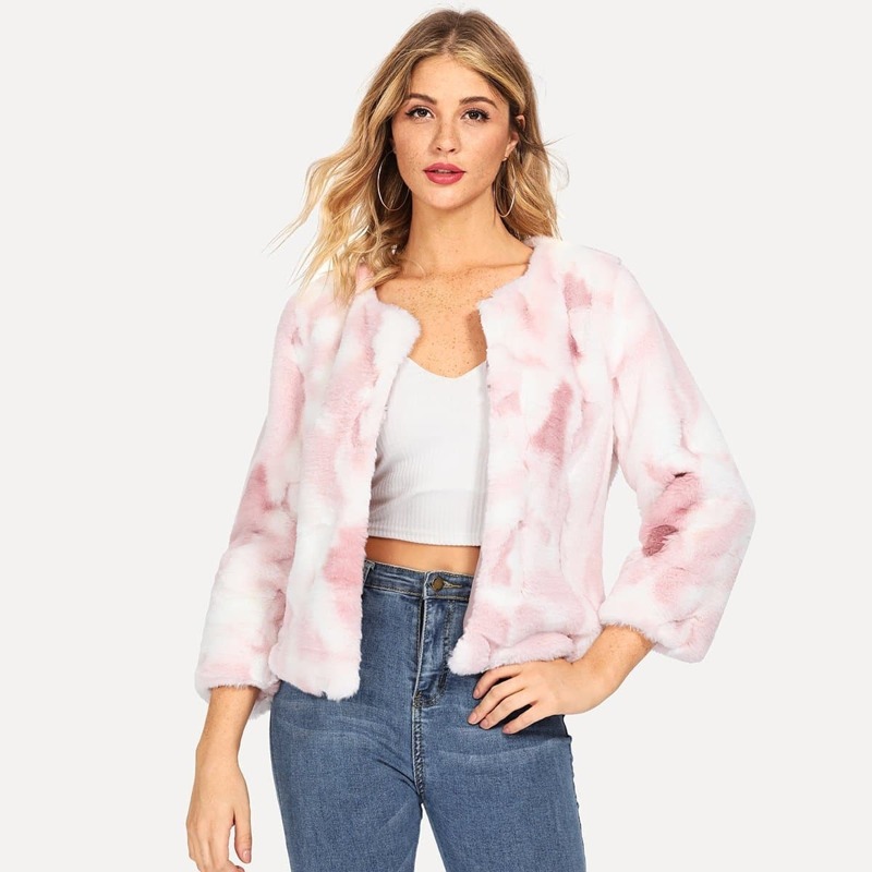 

Camo Print Teddy Coat, Pink