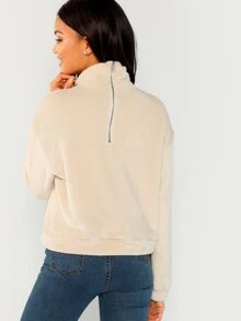 SHEIN Jersey teddy de cuello alto - Albaricoque - Ver 2