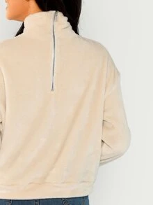 SHEIN Jersey teddy de cuello alto - Albaricoque - Ver 4