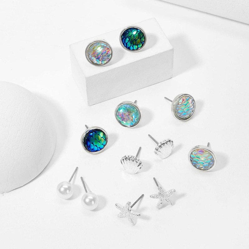 

Faux Pearl Stud Earrings 6pairs, Multicolor