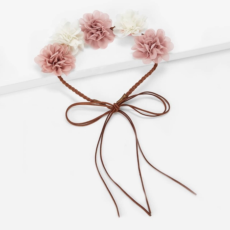 

Flower Decorated Self Tie Headband, Multicolor
