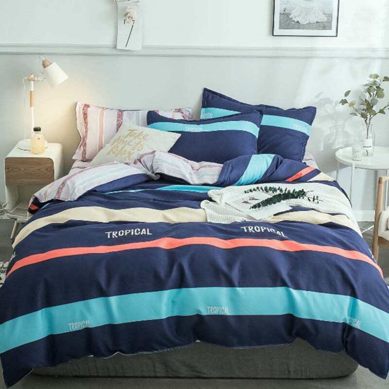 

Contrast Striped Print Sheet Set, Multicolor
