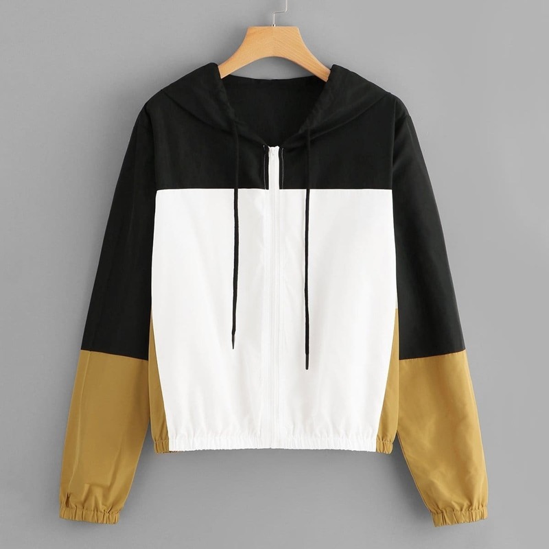 

Drawstring Colorblock Jacket, Multicolor