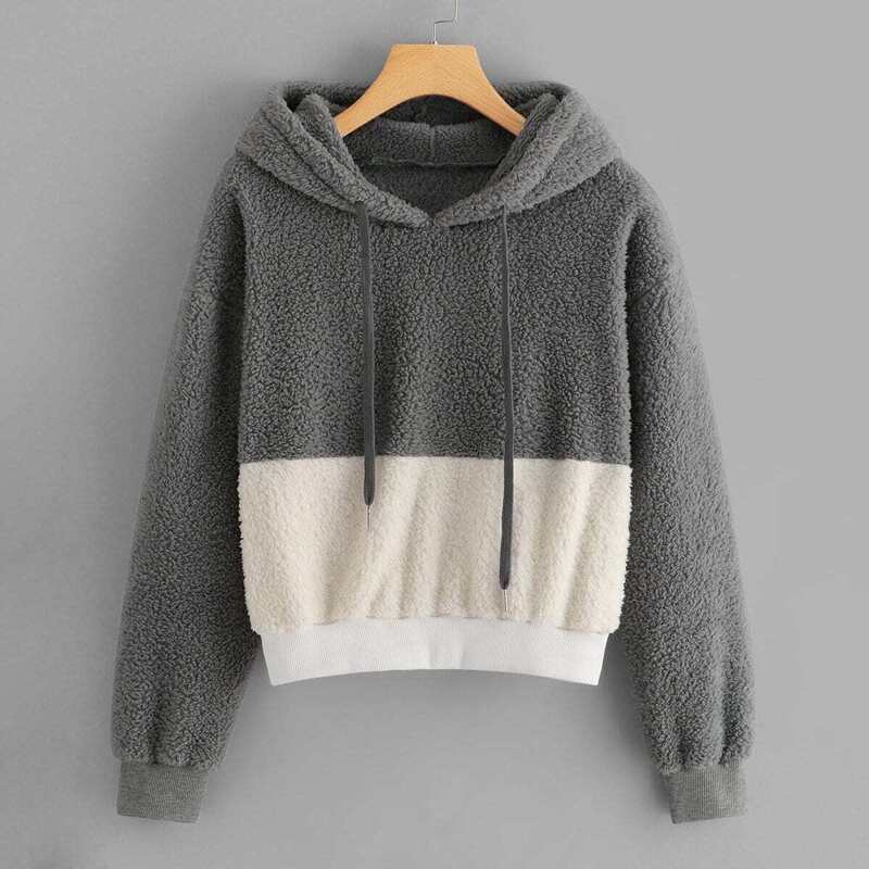 

Color-Block Hooded Teddy Sweatshirt, Multicolor