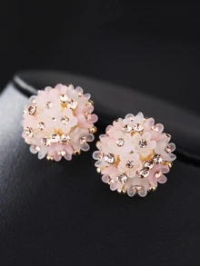 水钻细节花朵耳钉 1 对 情人节