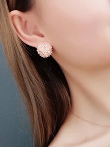 水钻细节花朵耳钉 1 对 情人节