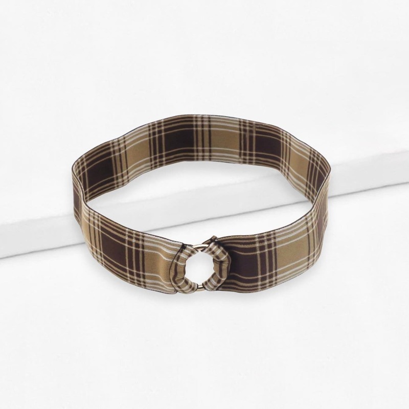 

Ring Detail Plaid Headband, Khaki