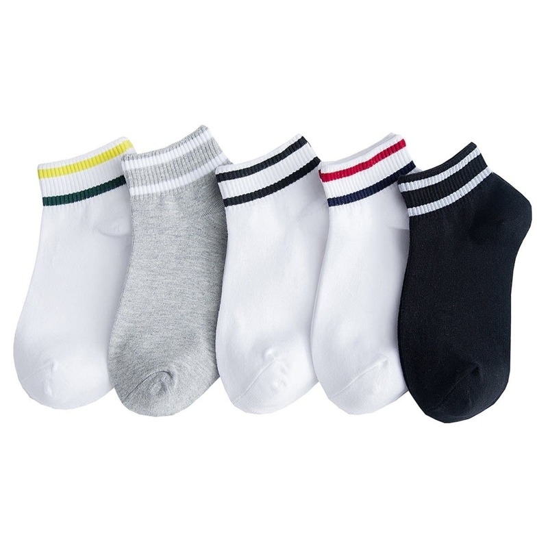 

Striped Hem Ankle Socks 5pairs, Multicolor