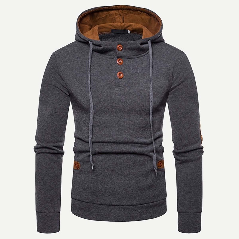 

Guys Patched Decorated Hooded Sweatshirt, Grey