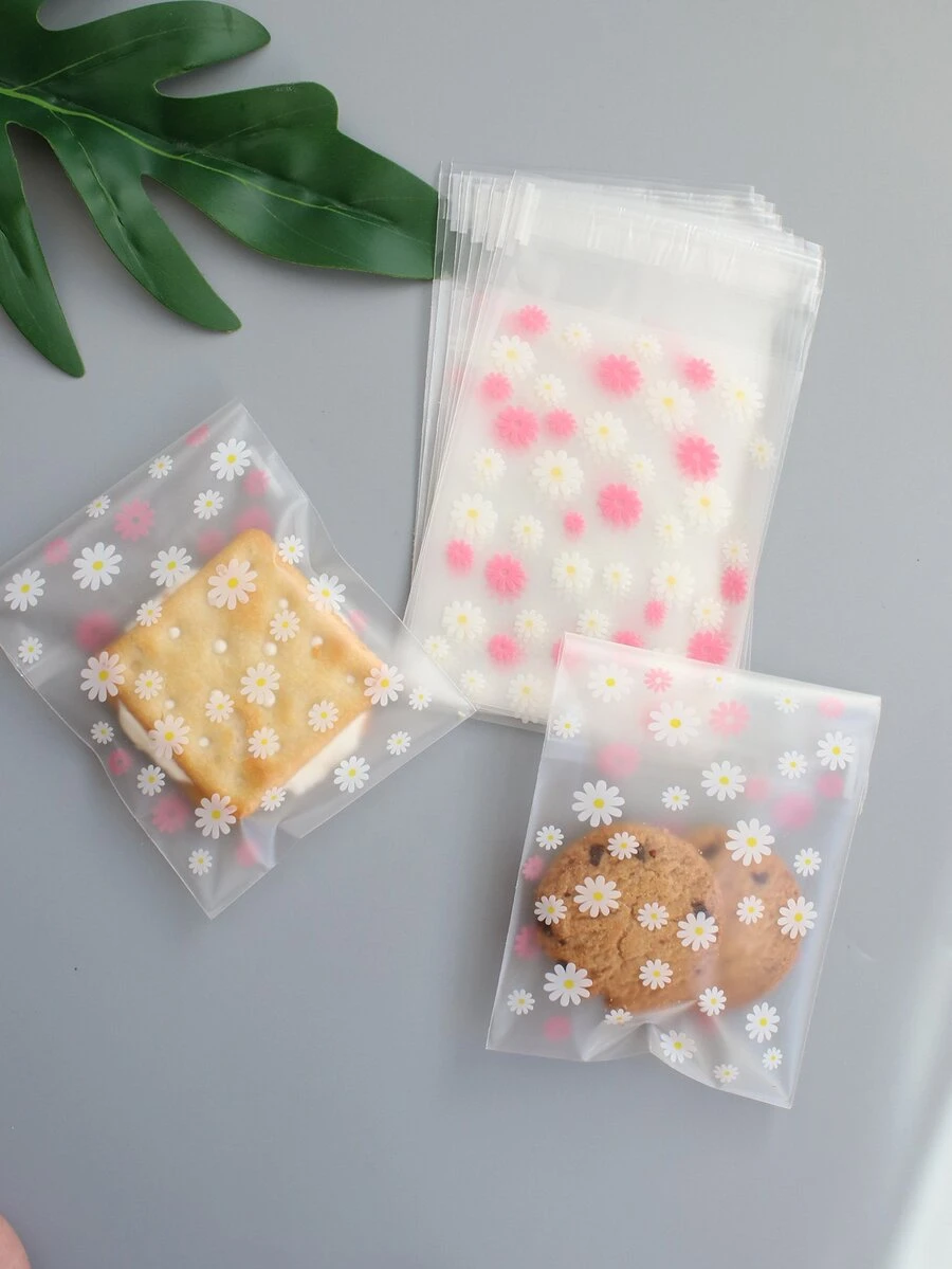 Bolsa de embalaje con estampado floral 100 piezas - transparente - Ver 1