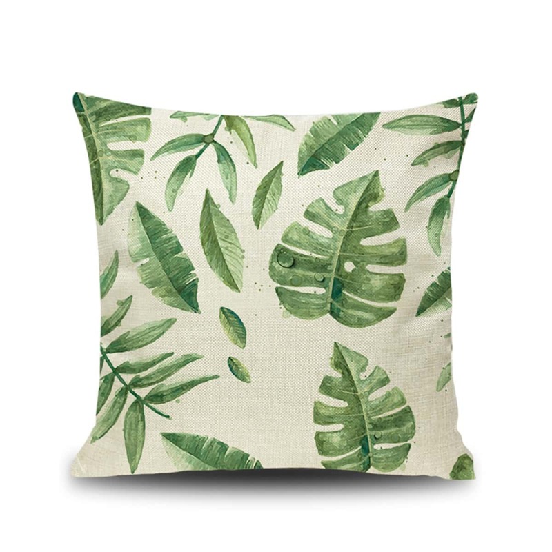 

Tropical Leaf Print Cushion Cover, Green