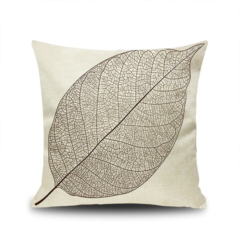 

Leaf Print Cushion Cover, Beige