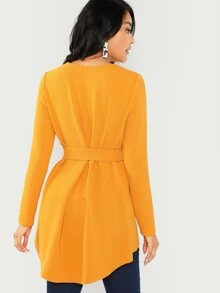 SHEIN Clasi 腰帶不規則擺上衣 - 芥末黃 - 查看 2