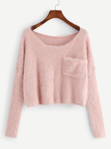 Pocket Patched Solid Fuzzy Jumper
