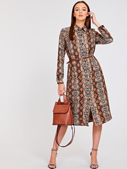 Snake Skin Print Shirt Dress Without Belted pictures