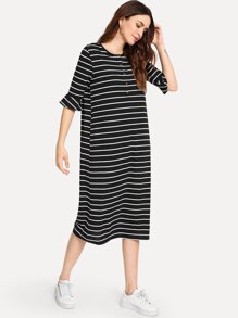 Button Front Striped Dress