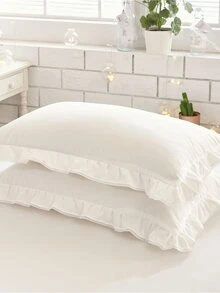 Solid Contrast Lace Sheet Set - White - View 6