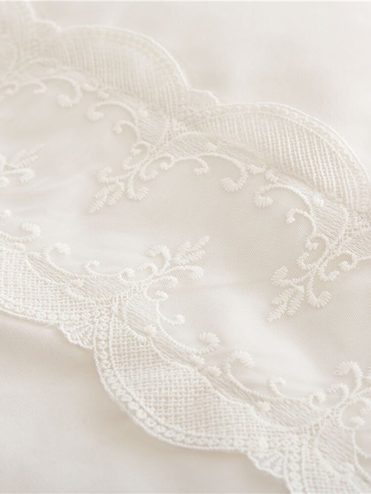 Solid Contrast Lace Sheet Set - White - View 5
