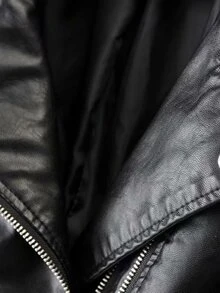Chamarra de cuero sintético - Negro - Ver 5