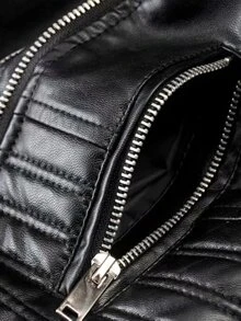 Chamarra de cuero sintético - Negro - Ver 6