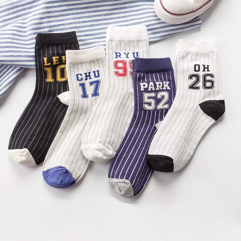 

Letter Print Socks 5pairs, Multicolor