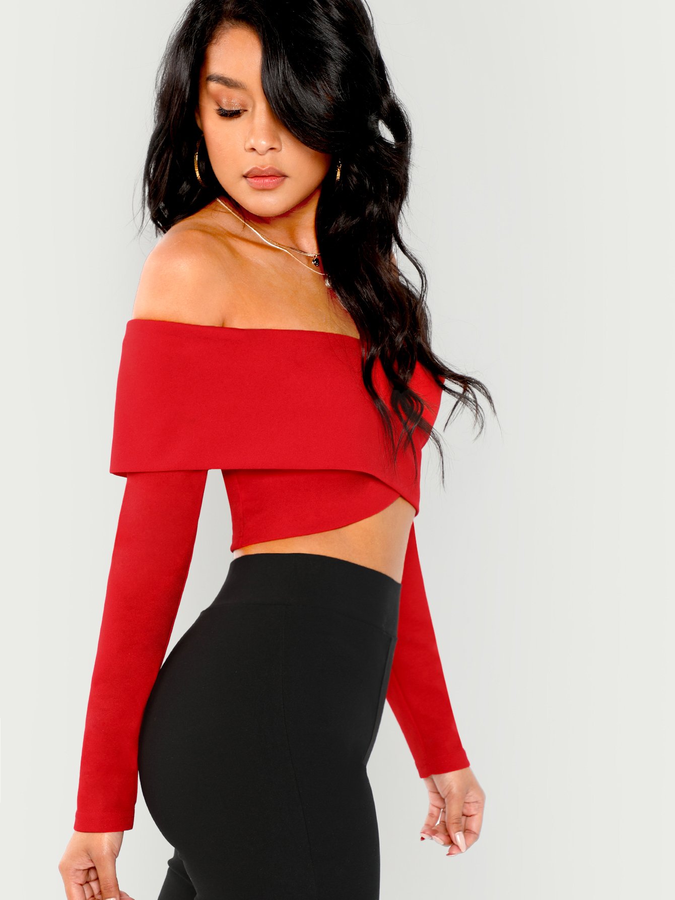 CrissCross Off Shoulder Crop Top SHEIN IN