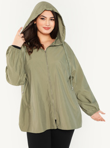 Plus Raglan Sleeve Hooded Jacket