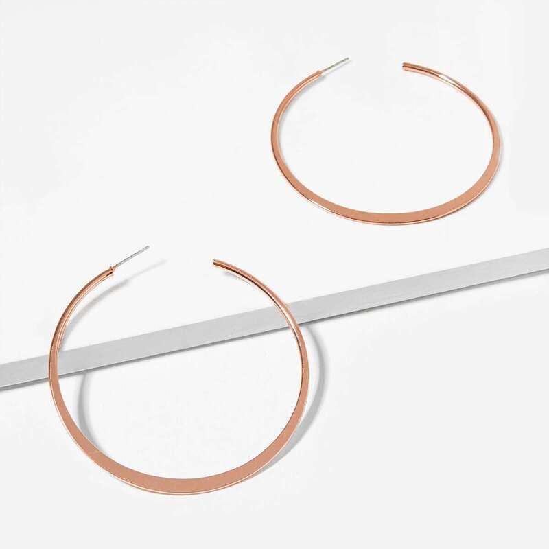 

Plain Oversize Hoop Earrings 1pair, Gold