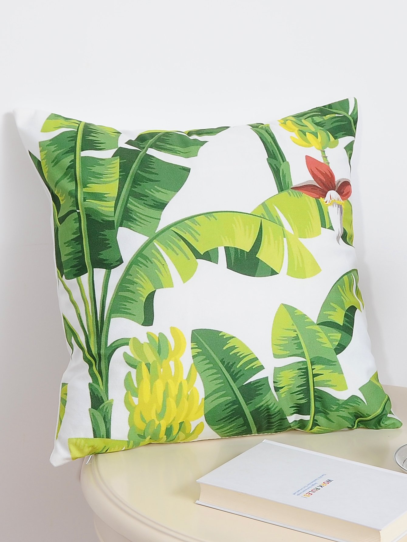 Tropical Leaf Print Cushion Cover ROMWE